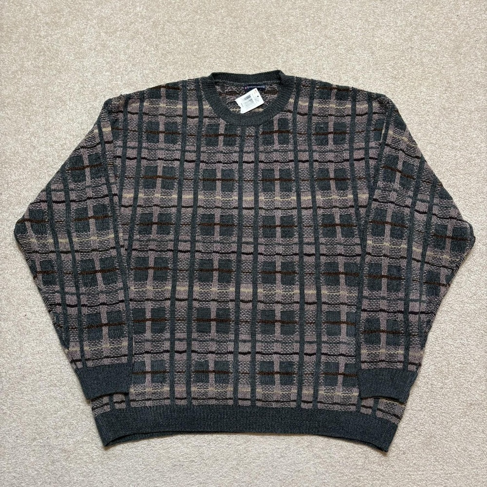 Vtg Knightsbridge Sweater‎ Mens XL Multicolor Geometric Knit Grandpa Indie NWT